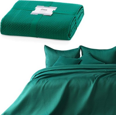 AmeliaHome Tagesdecke 200x220 cm dunkelgrün Bettüberwurf zweiseitig Prägung Ma