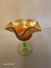 Vintage Fenton Glass Pulled Drapery Compote-Carnival Glass