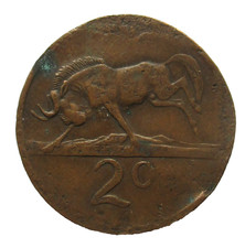 South Africa 2 Cent 1971 Animal Motifs