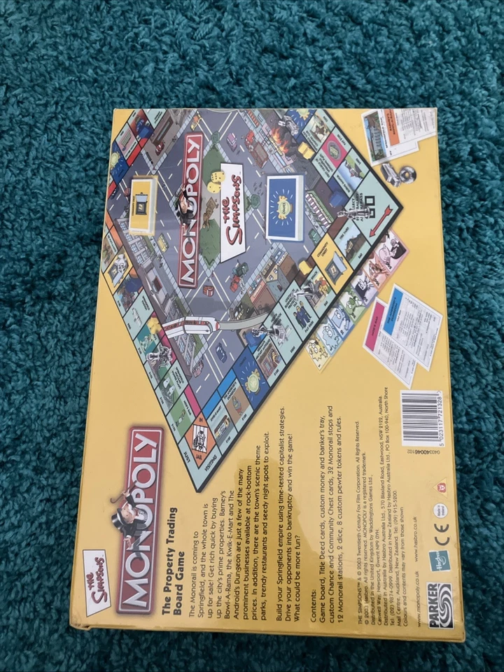 Hasbro Monopoly: The Simpsons Parker Board Game 2003 BRAND NEW STILL SEALED - Image 4 of 4