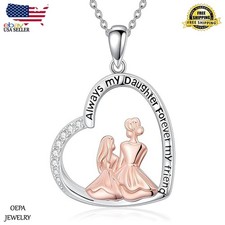 Mother Daughter Necklace 925 Sterling Silver Mom Heart Necklace for Women