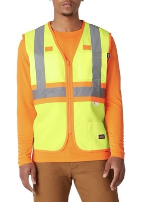 Genuine Dickies Hi-Vis Synthetic Vest Men's LR Reflective Taping Class 2 Type R