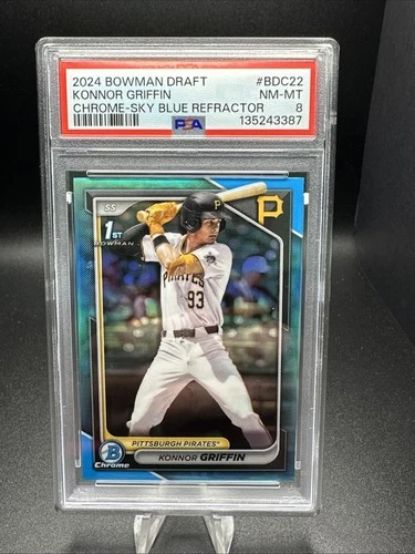 2024 Bowman Draft Chrome 1st Sky Blue Refractor Konnor Griffin PSA 8 NM-MT