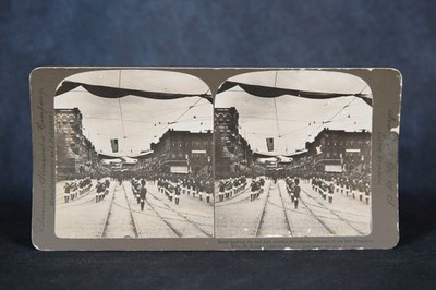 William McKinley Funeral Parade Stereoview, American Stereoscopic - CANTON, OH