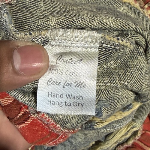 Chaleco de mezclilla A Rare Bird para mujer L XL desgastado lavado ácido encaje a cuadros volantes en mal estado - Imagen 5 de 7