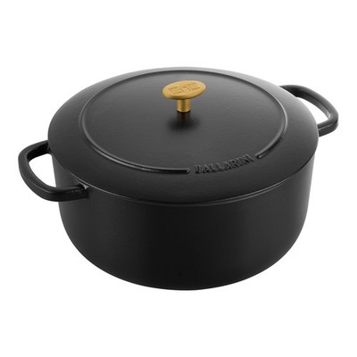 BALLARINI Cocotte BELLAMONTE 28 cm rund 7,0 Liter Bräter aus Gusseisen schwarz