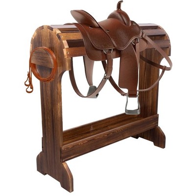 Large Wood Saddle Rack with Curved Top Surface,Bridle Rack & Heavy-Heavy Duty...