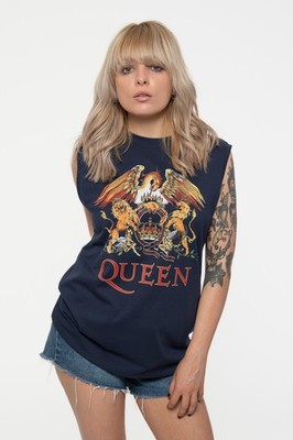 Queen Tank Top Muscle T Shirt Classic Crest Band Logo Nue offiziell Unisex Navy