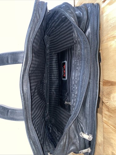 Tumi LIMITED EDITION Black Leather Laptop Attache Briefcase Bag (Read) - Afbeelding 7 van 15