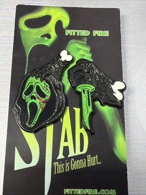 Fitted Fire Stab Green Ghostface Pin Set Super Limited  Rare Fitted Fire
