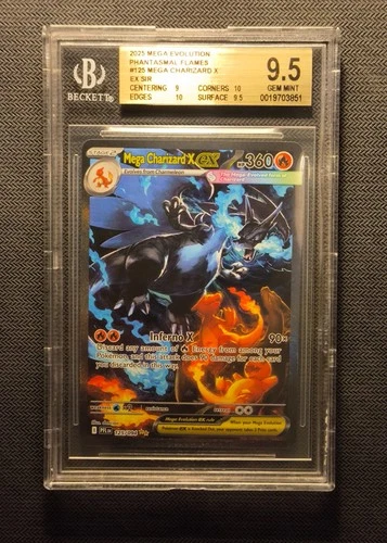 Mega Charizard X EX 125/094 Phantasmal Flames SIR Holo Beckett 9.5 Pokémon BGS