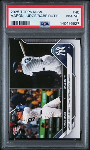PRESALE: 2025 Topps Now - Aaron Judge, Babe Ruth #40 PSA 8 NM-MT