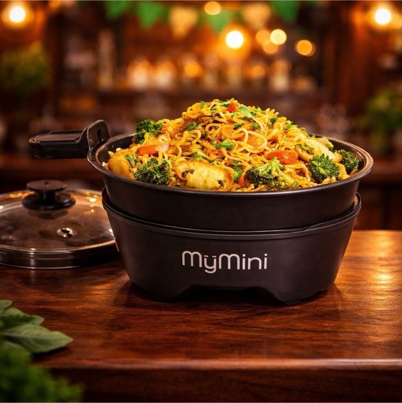MyMini Electric Skillet Black with Glass Lid