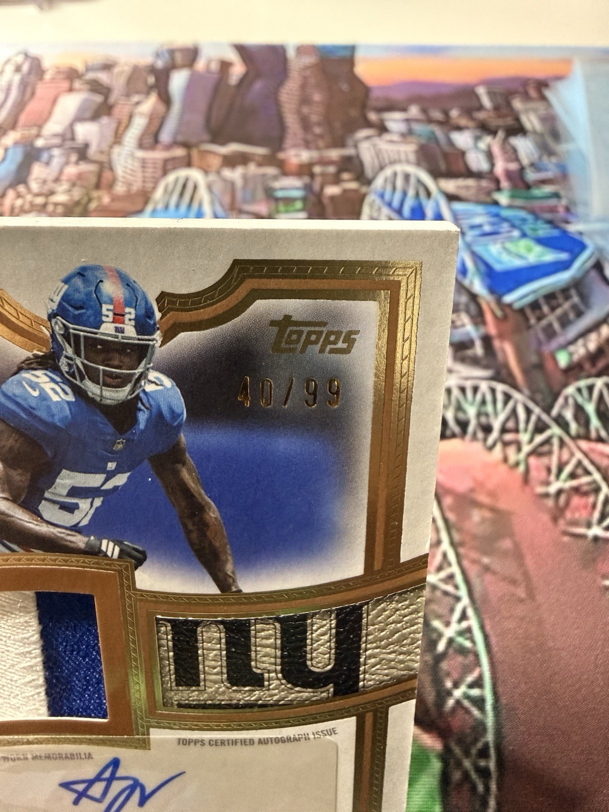 Topps 2026 Flagship Football Arvell Reese Giants RC Auto Patch ARP-AR 40/99📈 view 4