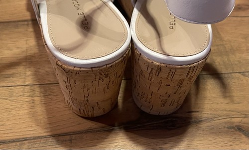 Pelle Women's White Open Toe Strappy Espadrille Cork Wedge Sandals Size 8.5M - Picture 5 of 10