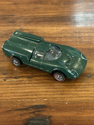 1969 Mattel Hot Wheels Red Line Lola GT 70 Dark Green Die-Cast Car Vintage USA