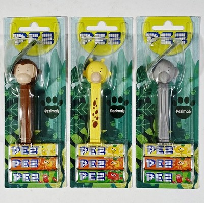 PEZ Spender Full Set PEZIMALS Ella Elephant Gigi Giraffe Milo Monkey Neu!