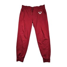 True Religion Classic Logo Joggers Red Mens Large Sweatpants Horseshoe
