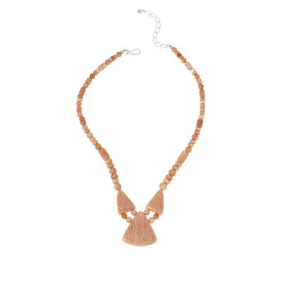 Jay King Sterling Silver Peach Stone Triangular Drop Necklace 