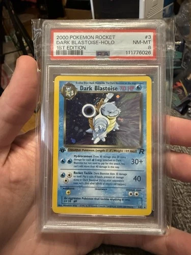 2000 POKEMON ROCKET 1ST ED #3 DARK BLASTOISE-HOLO PSA 8 W Back Swirl