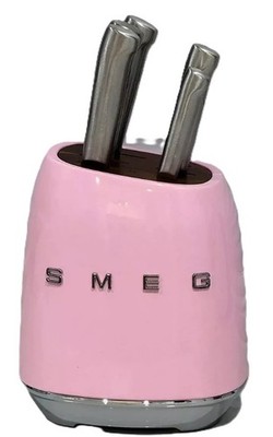 SMEG 7-Teiliges Vintage Messerblock-Set Edelstahl - Pink