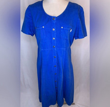 Conduct blues vintage denim dress retro blue jean button down dress size 12/14