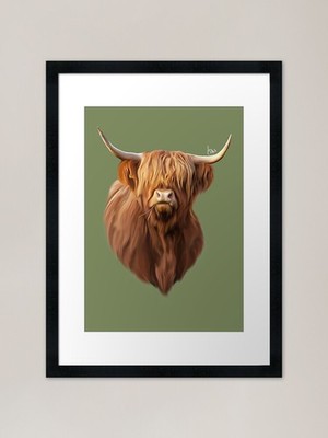 Schottische Hochlandkuh gerahmte Kunst Pr gerahmtes Wandbild Poster Leinwanddruck Bild