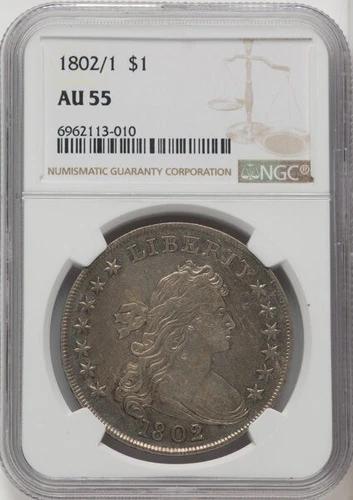 1802/1 Draped Bust, Lg Eagle S$1 NGC AU55