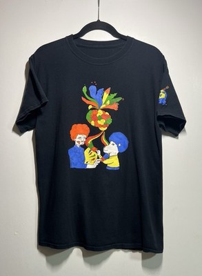 GMS ART Psychedelic Bob Ross Mr. Rogers Graphic Tee Surreal Quote Black M