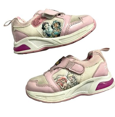 Girls Disney Princess Light Up Sneakers Sz 8 Snow White Ariel Jasmine Cinderella