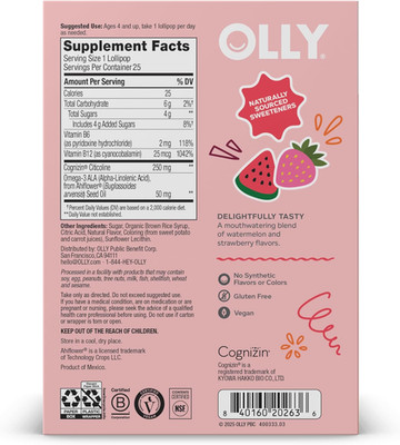 Focus Buddies L  Pops, Cognizin, Vitamins B6 and B12, Omega-3 ALA, Supports F...