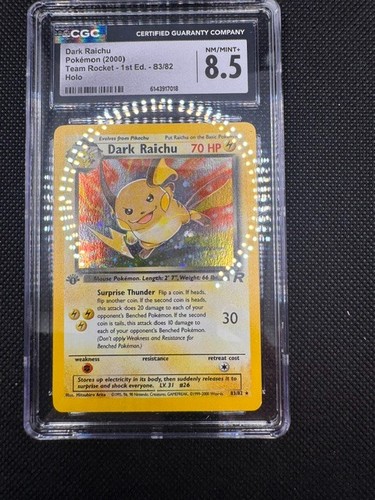 Dark Raichu (1st Edition) graded CGC 8.5 for sale on eBay