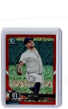 2018 Bowman Chrome Prospects Red Shimmer Refractor Matt Hall 1/5 Tigers #BCP80