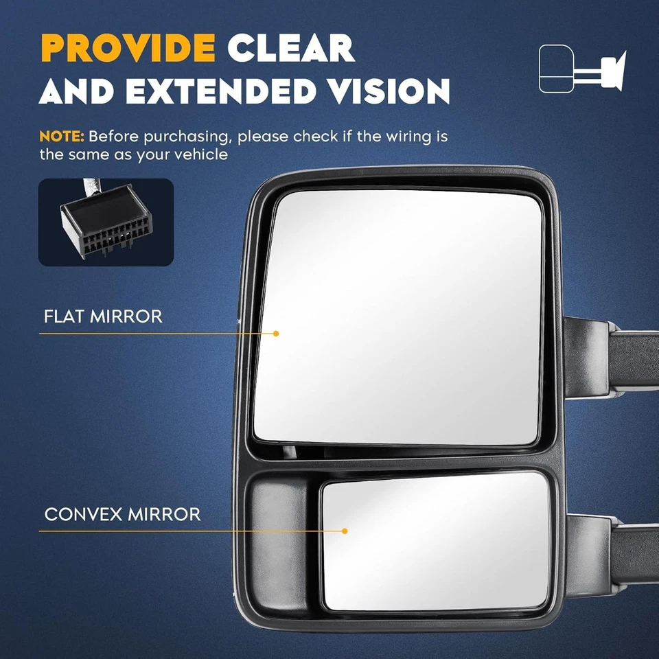 Towing Mirrors for Ford F-250 F-350 F-450 F-550 Super Duty 1999-2016 with Tur... - Image 2 of 4