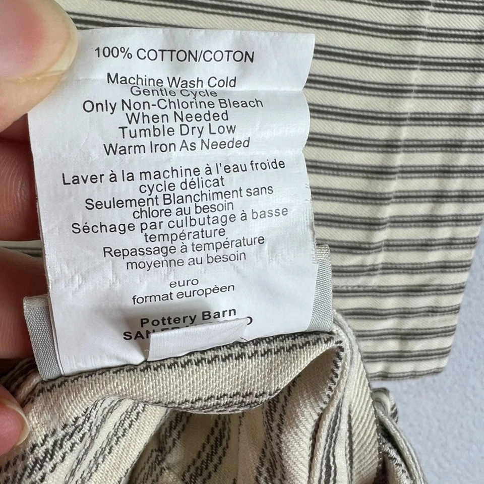 Juego de 2 fundas de almohada Pottery Barn tamaño euro tejidas a rayas 28"x 29,5" verdes Foto 3 de 4