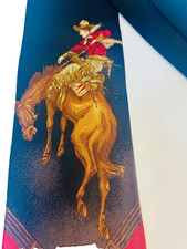 Polo Ranch Ralph Lauren Rodeo Bucking Bronco Cowboy Western Vintage Tie