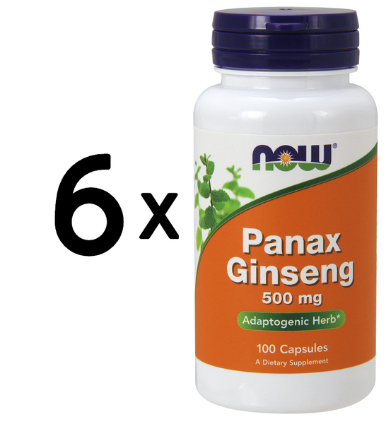 6 X Now Foods Panax Ginseng, 500Mg - 100 Capsules (185,09 Eur/Kg)-image