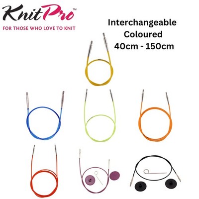 KnitPro Interchangeable Needle Cables Coloured (All Lengths 40cm - 150cm)