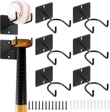 Sratte 6 Pcs Baseball Bat Holder Black Vertical Wall Mount black