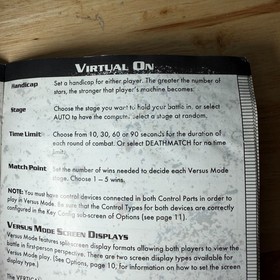 Sega Saturn - Virtual-On Cyber Troopers - Manual Only 81042