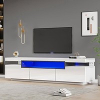 BTM 160cm High Gloss TV Stand Cabinet for 70 TV LED Lights 3 Drawers 3 Open Box