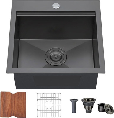 18'' Black Stainless Steel Drop-In Sink for Kitchen & Outdoor Use
