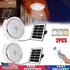 100W Solar Power Ceiling Pendant Light Remote Control Out/Indoor Lamp Waterproof