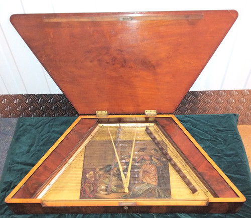 Antique Hammered Dulcimer - 24 Course, Gilded Soundboard + Curious Oil Painting