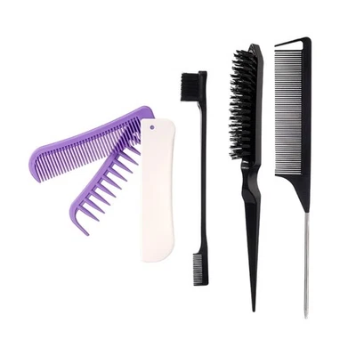 Bristle Hair Brush Set Ratted Tail Hair Comb,Teasing Hair Comb,Edge Hair Brush - Image 1 of 4