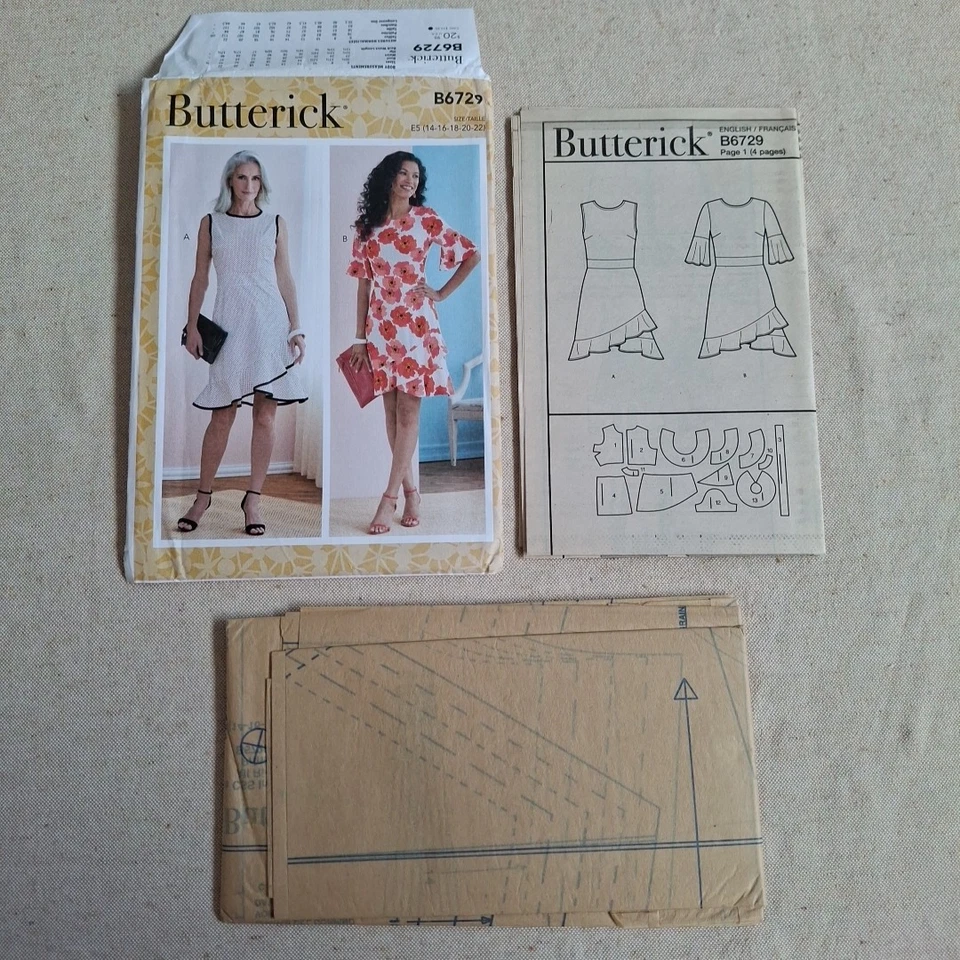 BUTTERICK B6729 E5 MISS WOMENS DRESS WITH MIDRIFF BAND Size 14 16 18 20 22 - image 3 of 3