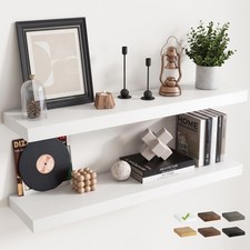 40 Inch Floating Shelves for Wall 2 Pack, 8"D Wood Grain Bathroom Shelves  I...