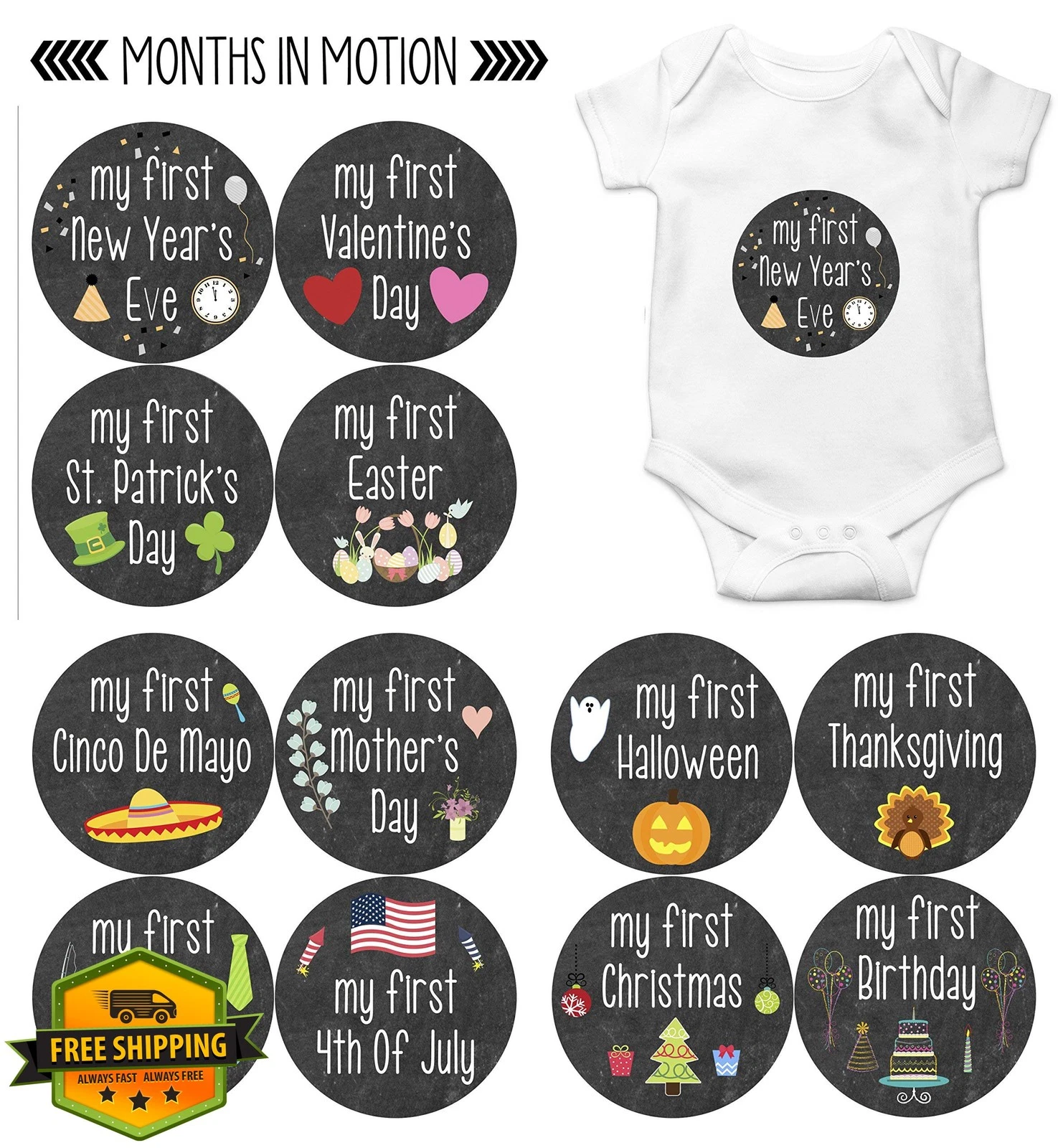 Months In Motion My First Holiday Baby Stickers
