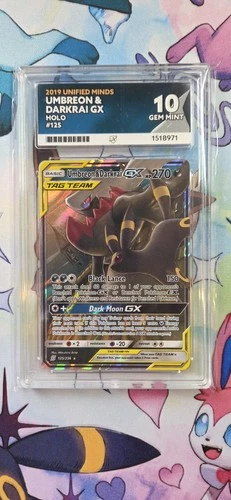 Pokémon TCG Ace Graded Gem Mint 10 2019 Unified Minds Umbreon & Darkrai 125/236