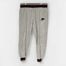 Vintage Nike Joggers Mens L Gray Terry Sweatpants 90s Stripe Cuff Loungewear